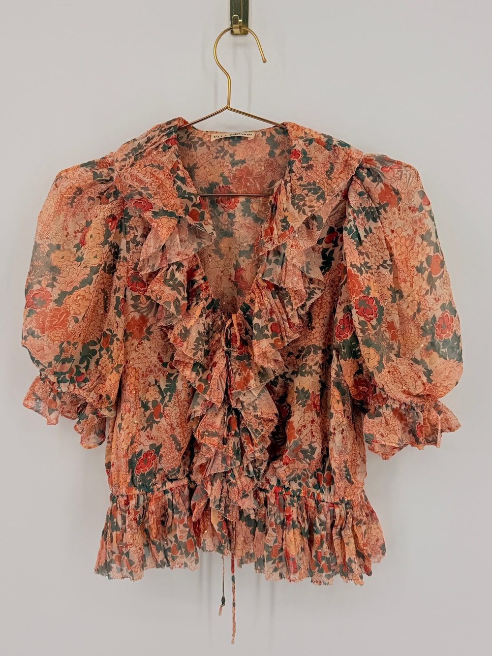 Ulla Johnson Floral Ruffle Blouse Size 2 - Picture 4 of 7